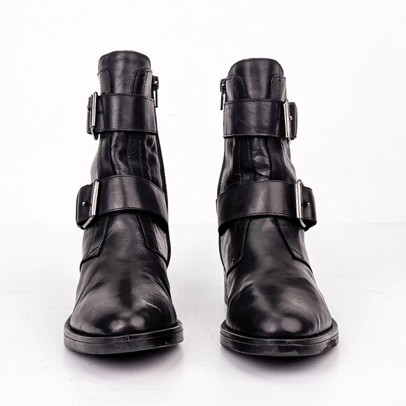 Emanuele Crasto All Leather Black Buckle Ankle Boots 38 (7.5) - Picture 2 of 7